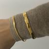  Waterproof Stainless Steel Simple Stacking Cuff Bracelet 18K Gold Plated Trend Fashion Unisex Jewelry Men Women