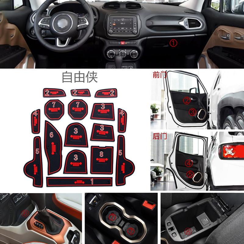 For Jeep Renegade 2015 2016 2017 2018 2019 2020 2024 2024 2024 Anti-Slip Gate Slot Cup Mat Door Non-Slip Pad Coaster Accessories