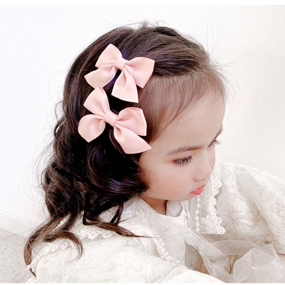 Soild Color Hair Bow Barrettes Bowknot Children Headwear New Children Hair Clips  Sweet Little Girl