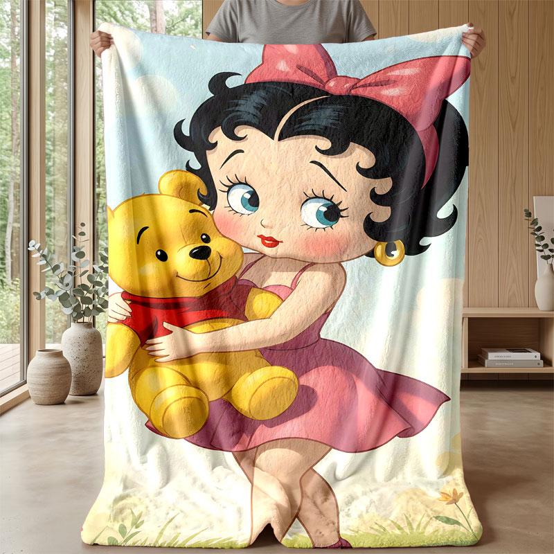 Soft Flannel Blanket Lightweight Cozy Bedroom Living Room CoverBetty Boop