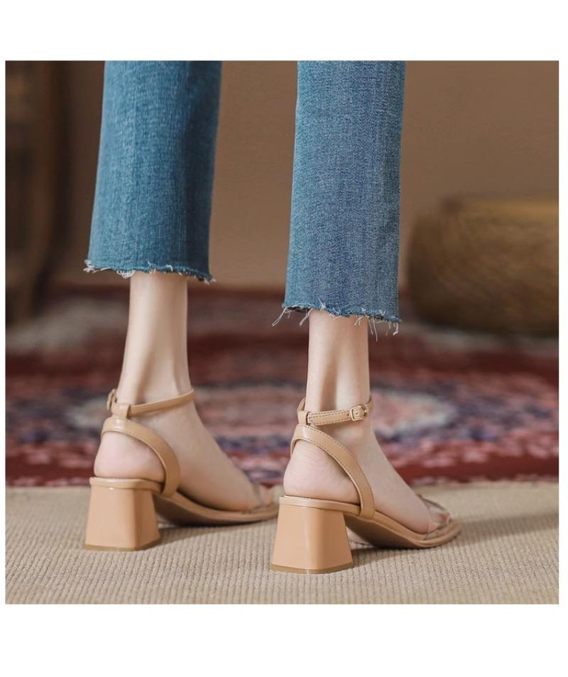 Fashion Summer Women Sandals PVC Transparent Buckle Strap Platform Square Heel High Heels Pumps Lady Sandal Woman Shoes