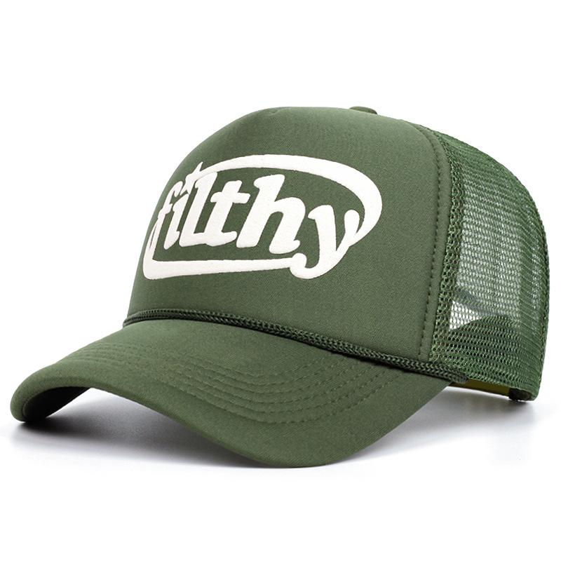 Filthy 3D Digital Printed 5-Panel Baseball Cap Outdoor Sponge Mesh Breathable Summer Trucker Cap Fashion Sports Adjustable 55-61cm