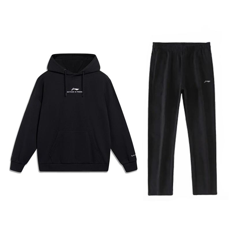 

Li Ning Буквенный Логотип Печатный Модный Трендовый Хлопок Удобный Универсальный Худи Свитшот с Длинным Рукавом Повседневный Спортивный Костюм AWDUC41-1+AKLU881-1 M