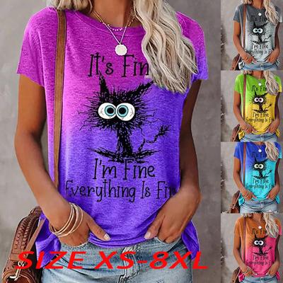 T-shirt con palla di pelo di carbonio nero da donna alla moda T-shirt divertente casual con o-collo a maniche corte T-shirt estiva femminile per donna