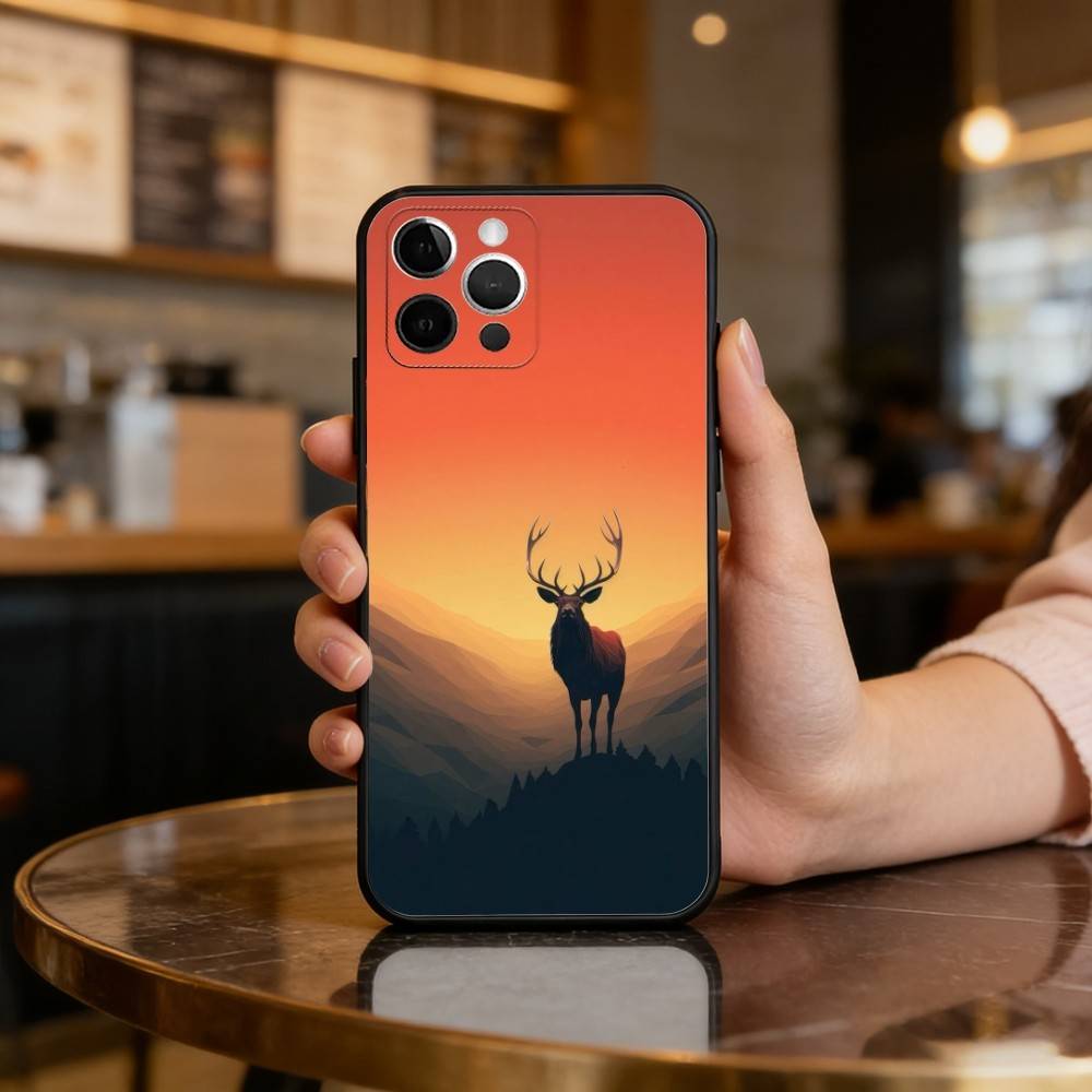 D-Deer-ER Weiche Silikon-Schwarze Hülle, Handyhülle für iPhone 17,16,15,14,13,12,11 Plus,Pro Max,XS