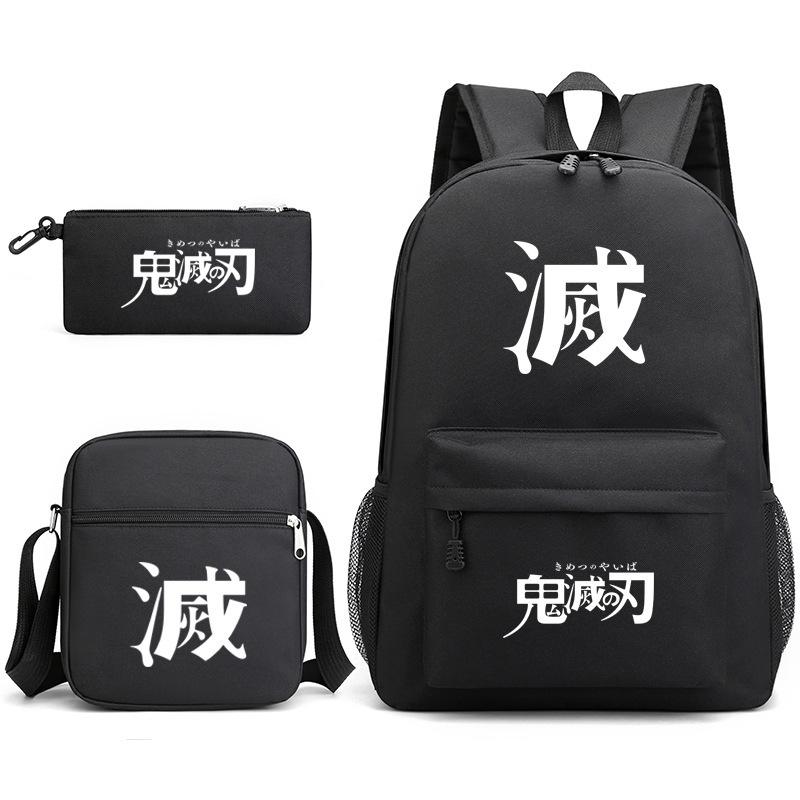 Anime Ghost Destroyer Blade Three-piece School Bag Small Shoulder Pencil Bag Primary and Secondary School Students Backpack