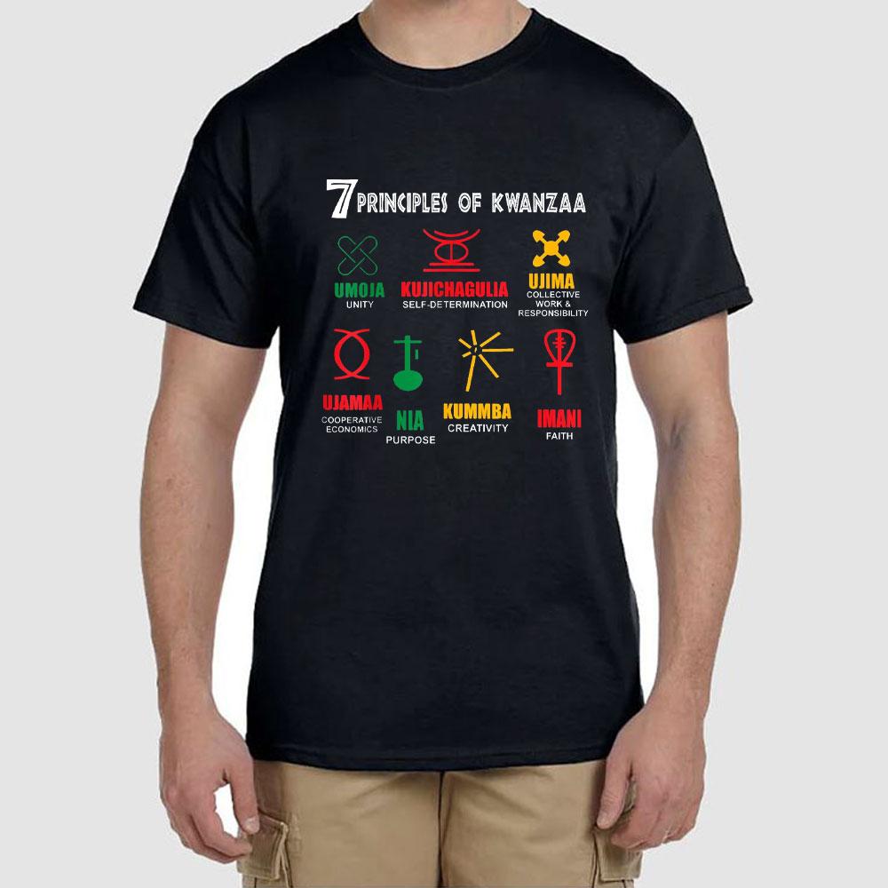 Funny 7 Principles of Kwanzaa Tee Gift Unisex T-Shirt Funny Tshits Ropa Hombre Regular Short Sleeve Tops Summer Cotton Shirts S разноцветный