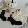 Socks Female Handmade Knitted Cherry Girl Cotton Tube Socks Soft Sister Cute Pile Socks Female Internet Celebrity Xiaohongshu Same Style