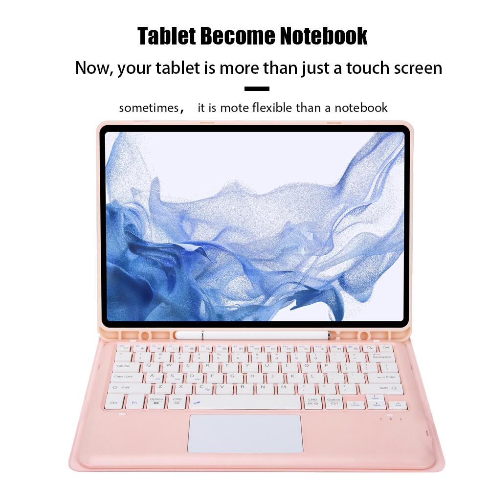 Portable Detachable Touch Wireless Bluetooth TPU Keyboard Case For Samsung Tab S8 Plus / S7 FE 12.4 Inch Tablet Protective Cover