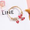 Stainless Steel Jewelry Womens Geometric Heart Eye Charm Bracelet With Crystal Open Cuff For Gift Giving