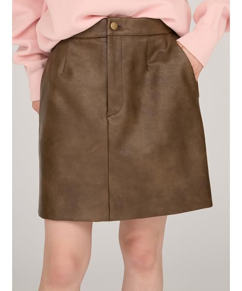Emi Faux Leather Mini Skirt 13WFS254080BRW0