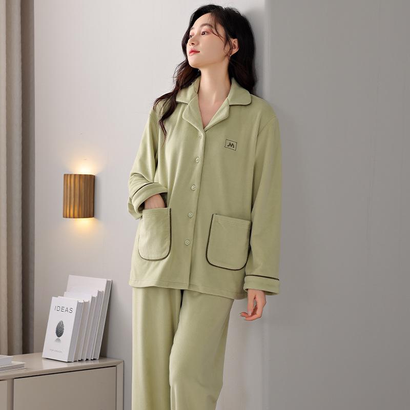 Pajamas Women'S Winter Coral Fleece Thickened Fleece Autumn And Winter Flannel Women'S Spring And Autumn Island Fleece Winter Loungewear