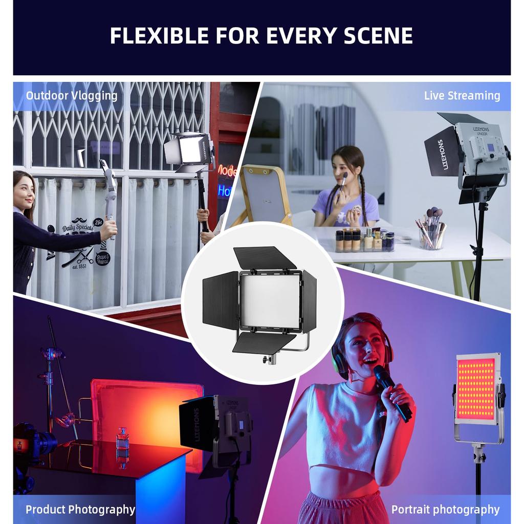 GODOX LITEMONS LP400R RGBW LED Panel Light Video Light CCT Dual Color Temperature 36W Live Broadcast Light with HSI Mode and GEL Mode 14 FX Light