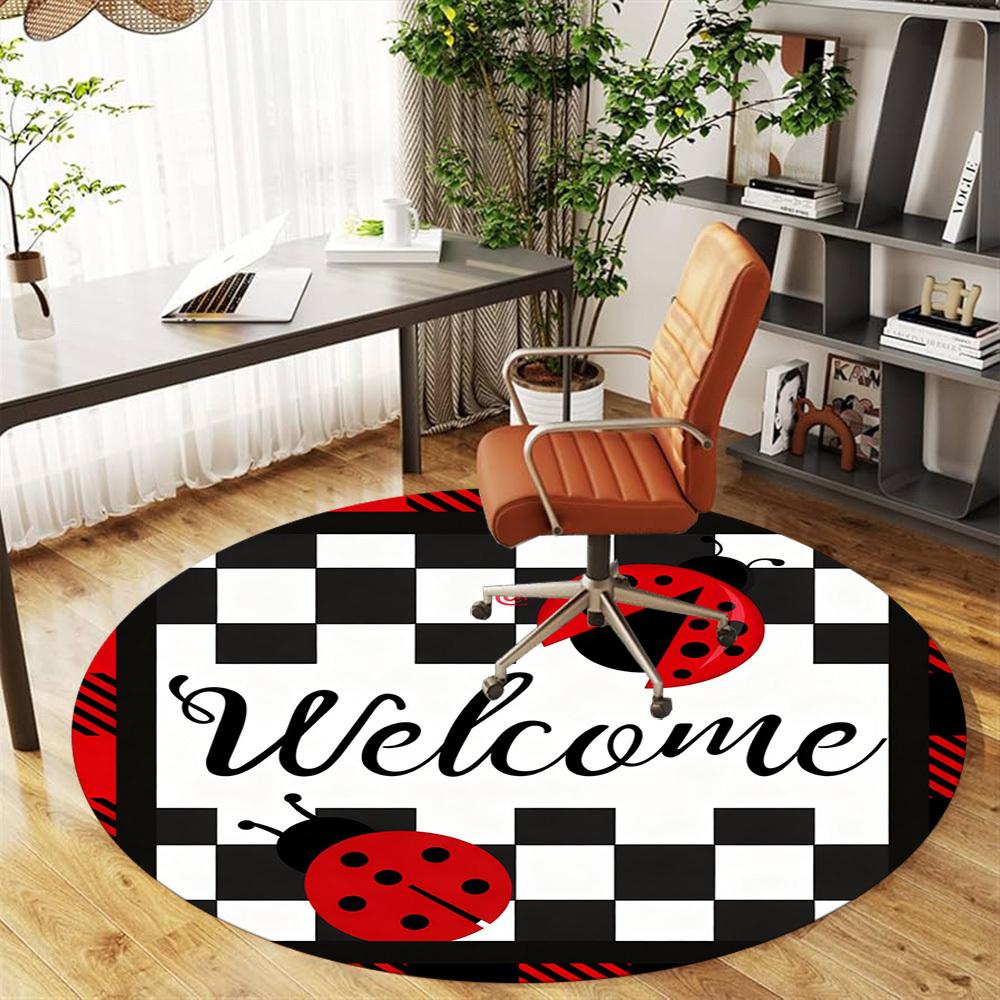 1pc Ladybug Round Chair mat office Area Rug - Non-Slip, Floor Mat for Office, Bedroom, Ideal home decor gift c0112019