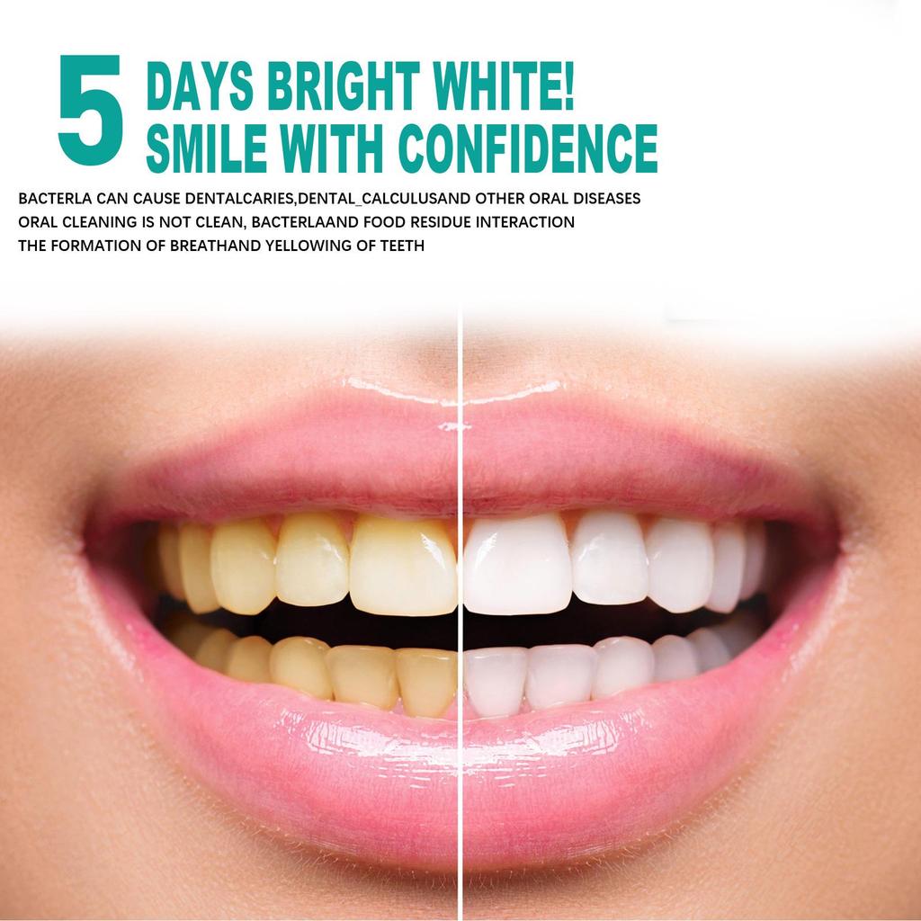 EELHOE Polvere Bianca per Denti 5 Giorni Rimuovi Placca Tartaro Pulisci Macchie Gialle dei Denti Polvere Pulizia Denti Alito Fresco 50g
