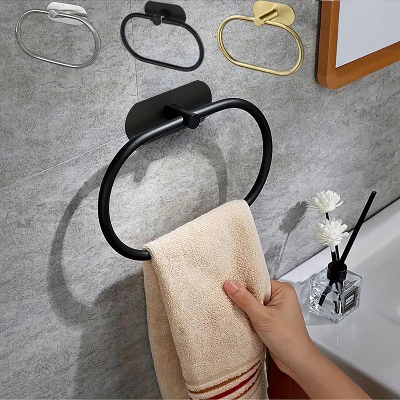 Suport pentru prosoape din oțel inoxidabil Suport auto-adeziv pentru prosoape de baie Umeraș negru pentru spălat cu mâinile Bară cu șină Accesorii de depozitare pentru bucătărie
