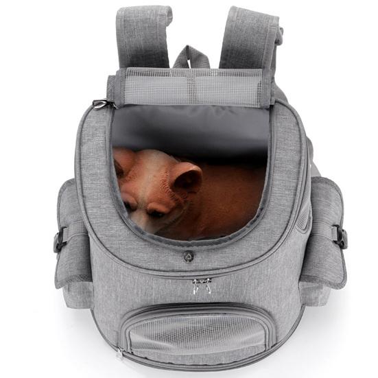 Pet Bag Top Roller Blinds Double Zipper Side Pocket Pet Carrier Backpack Outdoor
