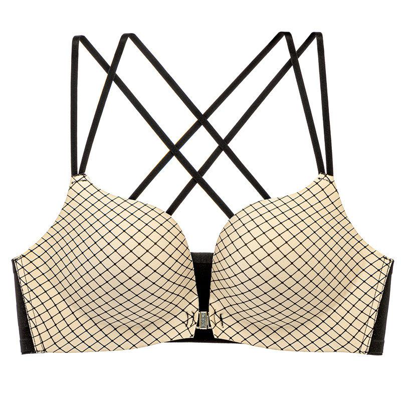 [All Gather Here] Traceless Front Buckle Type Small Chest Gathering Bra Sexy French Upper Support Without Steel Ring Underwear Beautiful Back