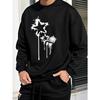 Men's Fashion Creative Design Simple Fluid Star Print Sport Casual Commuter Versatile Long Sleeve Crew Neck Sweatshirt