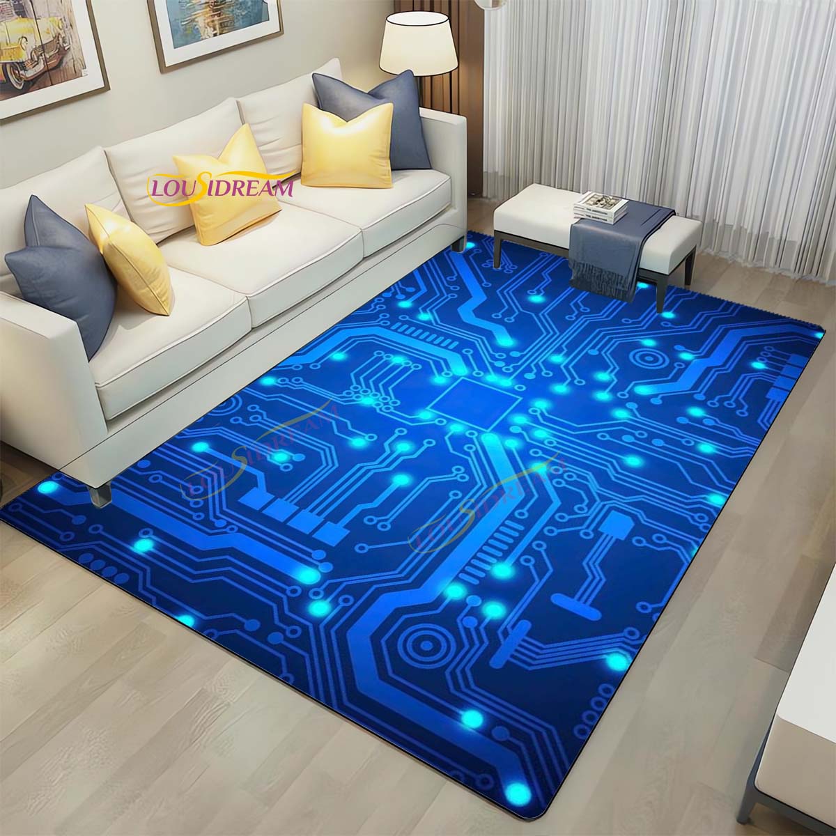 

Темні неонові вогні Килимки Геометричний килимок Play Home Gaming Room Decor Килими для вітальні Спальня Підлітки Класні килимки Килимок для кіберспорту 40cm x 60cm