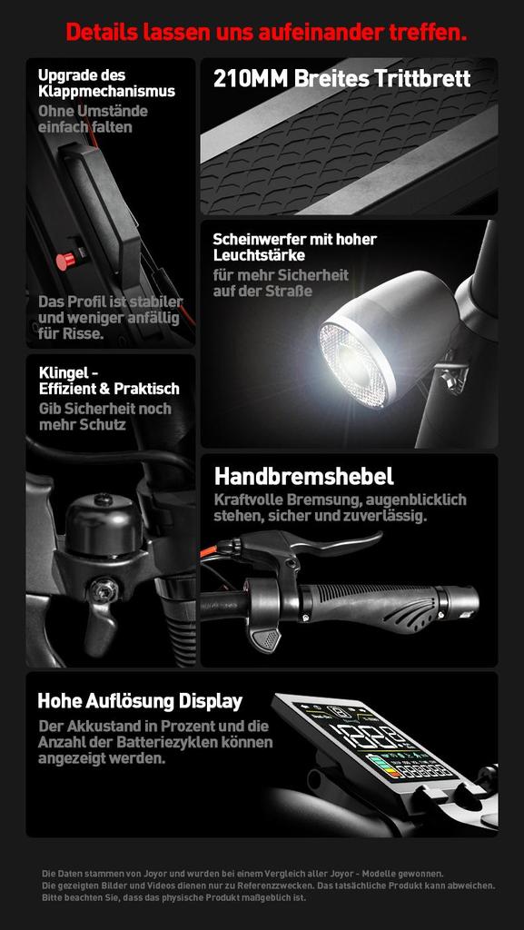 JOYOR T6E(ABE) Electric Scooter 500W Motor, 48V 18Ah Battery, 70KM Range, 10" Off-Road Tire, 20KM/H Speed Foldable E-Scooter
