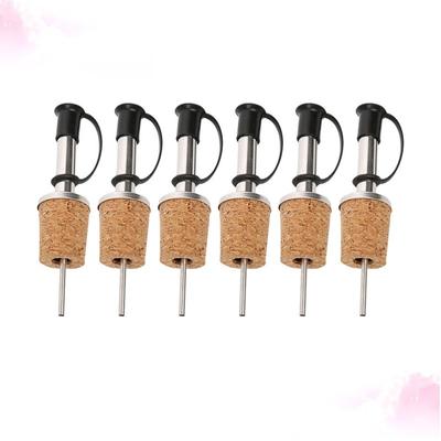 Edelstahl Wein Ausgießer, Kork Design, Flaschen Staubschutz, Olivenöl, Alkohol Flasche Ausgießtülle Abdeckung, 6 Stück