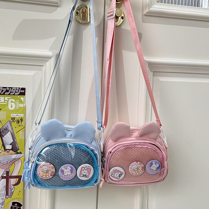 

Прозрачная двухмерная сумка-мессенджер пастельных тонов для маленькой еды, модный тренд, с нашивкой