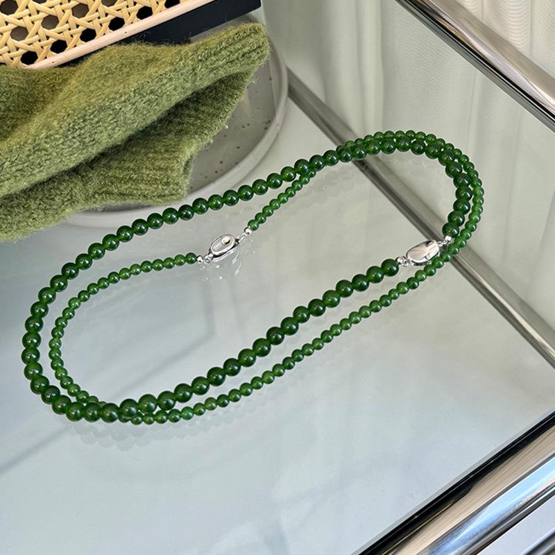 Elegantní náhrdelník z korálků ze zeleného achátu pro ženy - Svěží, jednoduchý a všestranný choker