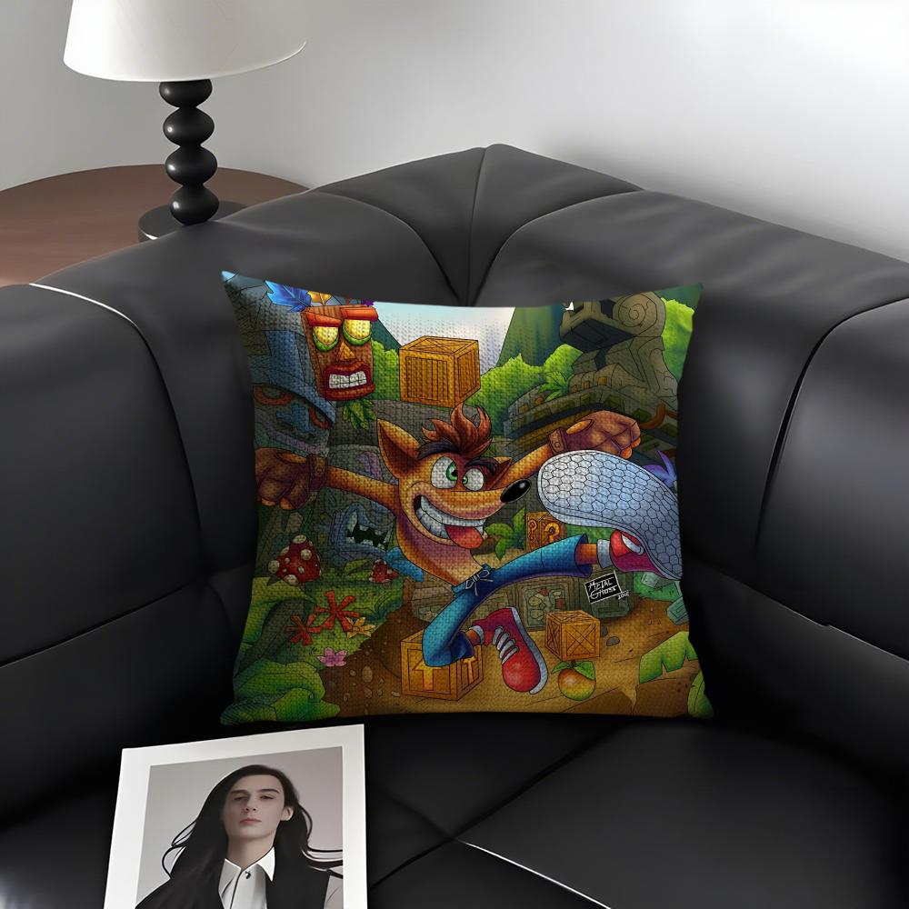 

CCrash BandicootT Cartoon Cushion Cover Natural Linen Organic Fabric DoubleSided Printing Sofa Home Decor Gift Pillow Case 30x30cm