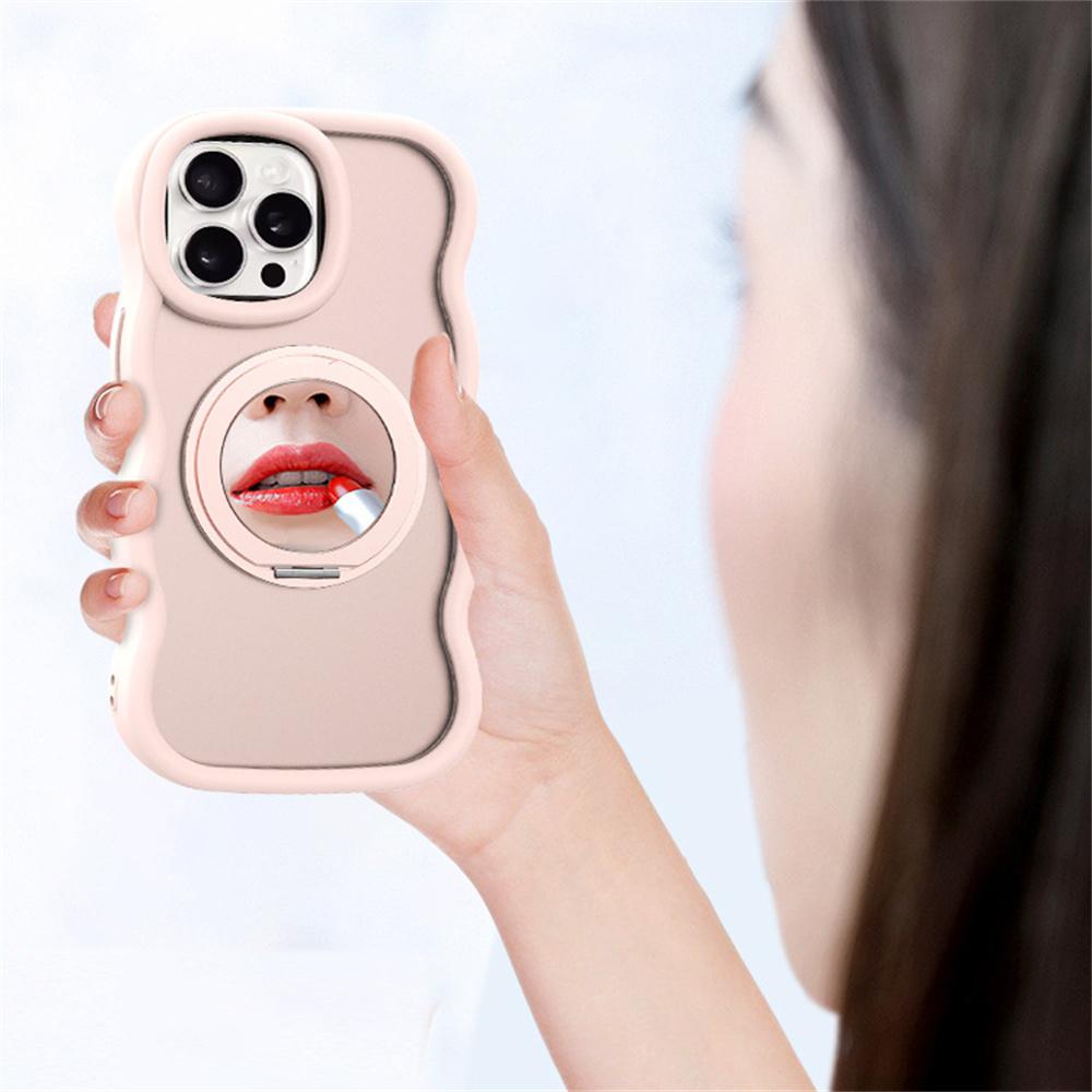 For iPhone 15 Pro Case Compatble with MagSafe Kickstand TPU+PC Phone Cover Built-In Mirror