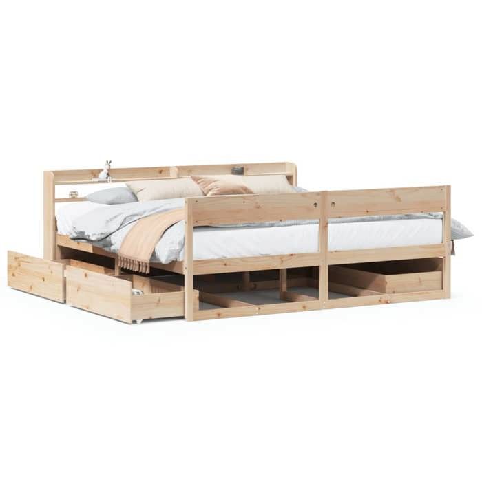 VidaXL Bed Frames Without Mattress 200x200 Cm Solid Pine Wood 3307110