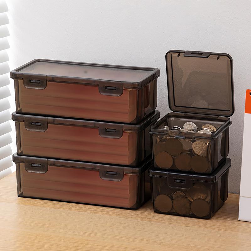 Czarne Przezroczyste Plastikowe Pudełko do Przechowywania z Pokrywką na Długopisy, Ołówki, Markery, Przybory Szkolne i Organizację Biura, Organizer na Biurko