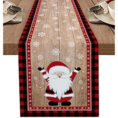 Linen Table Runner Christmas Snowflake And Gnome Red Plaid Dresser Table Runner For Wedding Party Kitchen Table Decoration