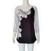 Women's V-neck Flover Printed Top Long Sleeve Shirt