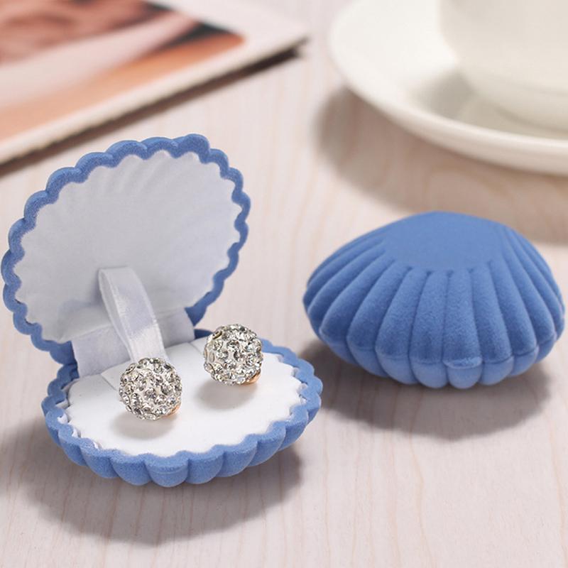 1PC Shell Shape Velvet Jewelry Box Wedding Engagement Ring Box for Earrings Necklace Bracelet Display Pendant Gift Box storage