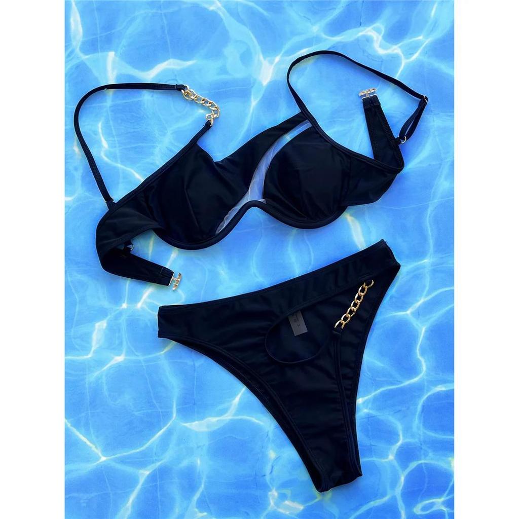 Sexy Asymmetric Cut Out Underwired Bikini Female Swimsuit Women Swimwear Two-pieces Bikini set Bather Bathing Suit Swim