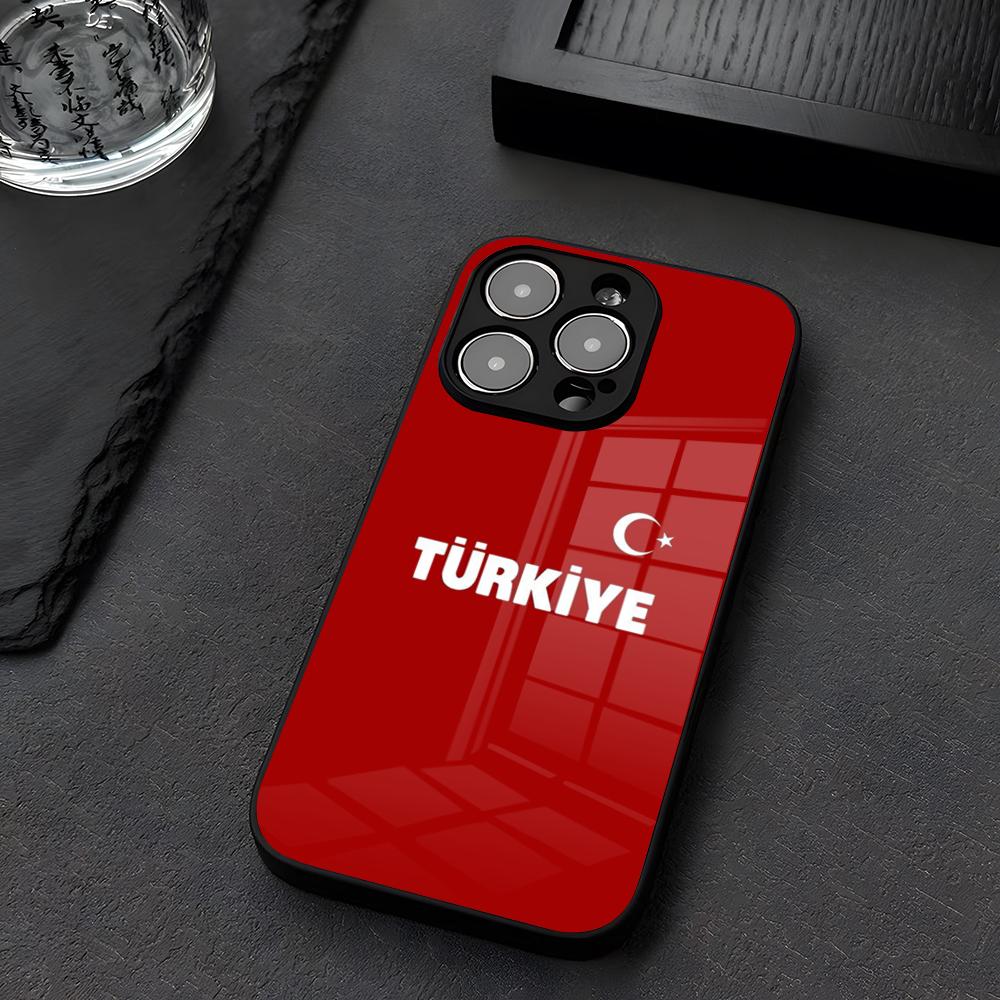 Turkey Passport Phone Case Glass For iPhone 12 15 14 13 11 Pro XS Max Plus Mini X XR 8 7 6s SE2020 Tempered Coque