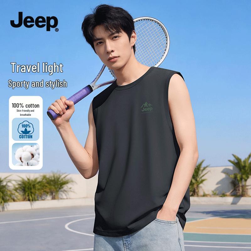 JEEP Men's Heavyweight Cotton Sleeveless T-Shirt Vest