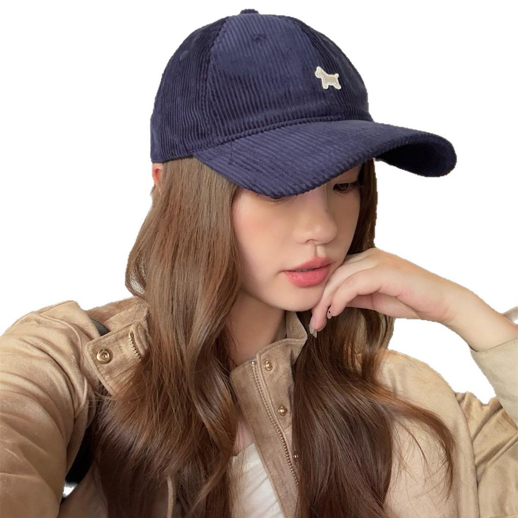 Cute Little Horse Embroidered Corduroy Coffee Colored Baseball Cap for Women  Versatile and Face Enhancing Little Baseball Cap Couple