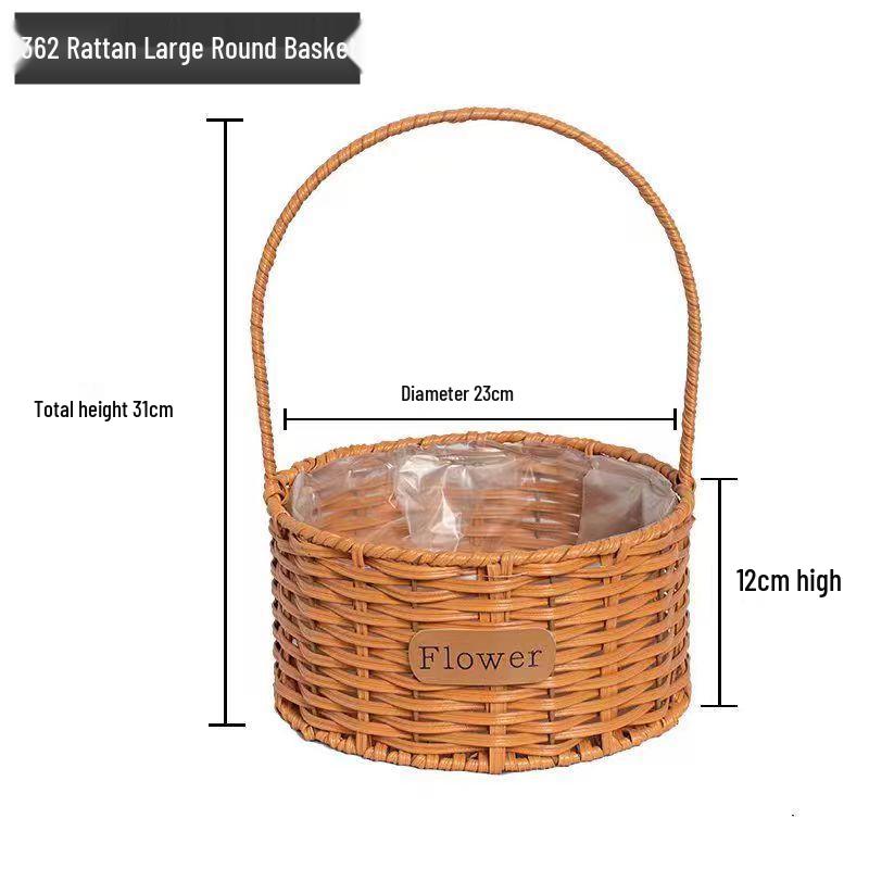 Pastoral Hand-Woven Rattan Willow Flower Basket Souvenir