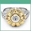 Exquisite Gold Plated Sunflower Ring With Colored Zircon For Women Elegant Jewelry