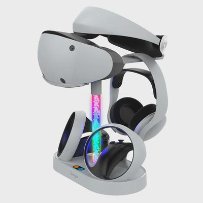 Nabíjecí základna a úložný stojan PS5 VR2 s RGB osvětlením pro masku na oči a náhlavní soupravu VR2