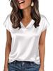 European & American Silk V-Neck Women's Business Casual Short-Sleeve Shirt