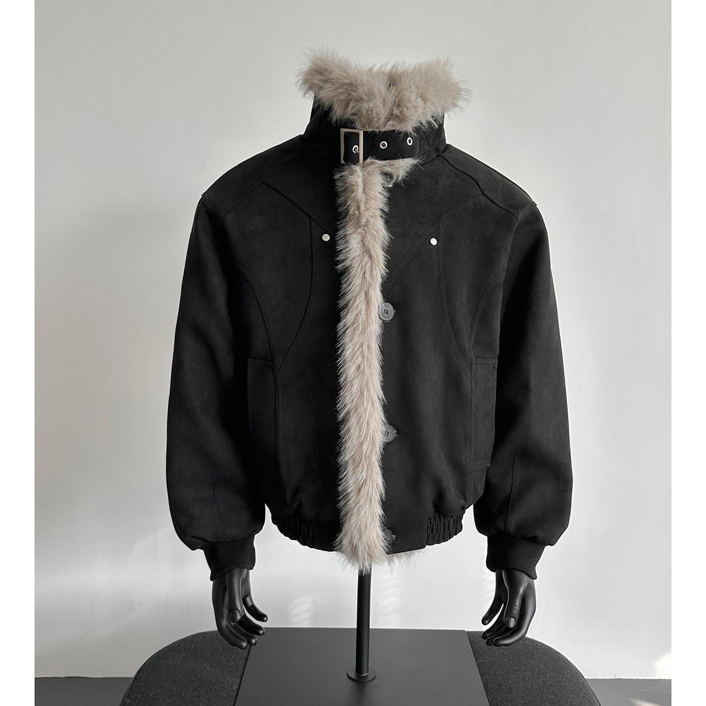 

Golden Eagle Retro Suede Plush Winter Jacket - Men s Distressed Cotton Short Coat 2025 Trend L чорний