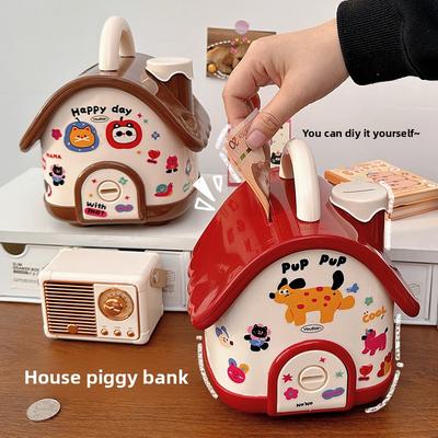 House-shaped Dopamine Piggy Bank Toy Storage Box Ideal Gift for Kids and Holidays