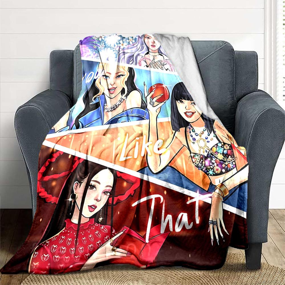1pc BlackPink, K Pop Flannel Blanket [Cozy Throw Blanket] For Sofa, Bed, Travel, Camping, Livingroom, Office, Couch, Chair, And Bed