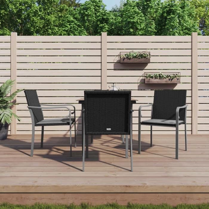 VidaXL Ensemble à Manger de Jardin avec Coussins 5 pcs, Chaises à Manger avec Accoudoirs, Ensemble de Meubles avec Table, 3186940
