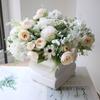 Artificial Flowers Bunch Realistic Faux Silk Flowers Long-Lasting Hydrangea Rose Fake Flowers