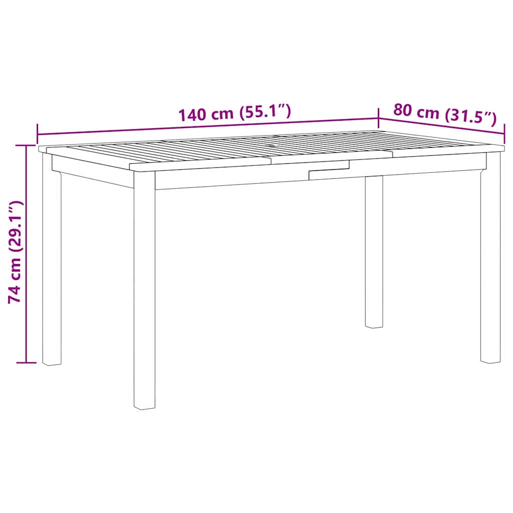 Garden Dining Set 7 Pcs Black Solid Acacia Wood