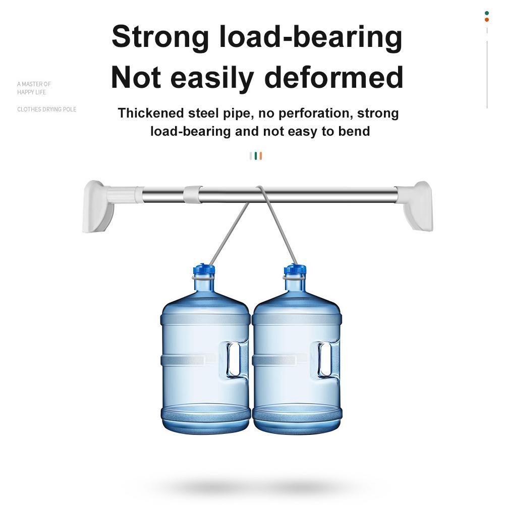 Adjustable Telescopic Clothing Rod Punch-free Adjustable Shower Curtain Rods Extendable Stainless Steel Simple Support Rod